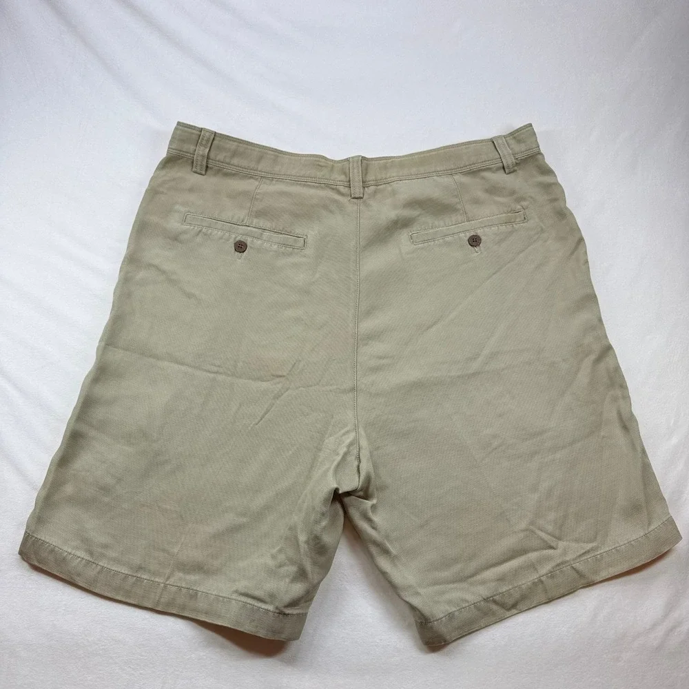 Tommy Bahama Relax Mens Khaki Tan Tencel Cotton Ribbed Shorts Size 40